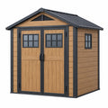 Gartenhaus 180 x 120 x 200 cm Paneele in Holzoptik Braun Anthrazit mit Doppeltür