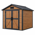 Gartenhaus 210 x 130 x 190 cm Holz Metall Braun Schwarz mit Doppeltür Satteldach