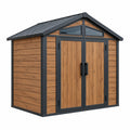 Gartengerätehaus 213 x 131 x 190 cm aus Metall Braun Anthrazit mit Doppeltür und Satteldach