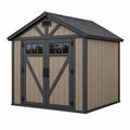 Gartenhaus 214 x 183 x 220 cm Kunststoff Braun Anthrazit mit Doppeltür Landhausstil