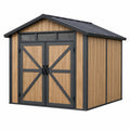 Gartenhaus 180 x 120 x 200 cm Holzoptik Braun Anthrazit mit Doppeltür und Satteldach