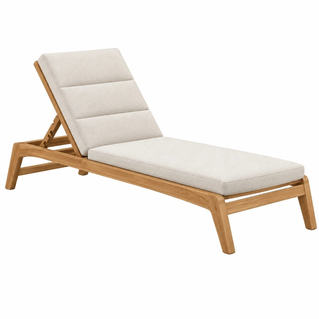 Gartenliege 200 x 70 cm aus Holz Beige mit verstellbarer Rückenlehne