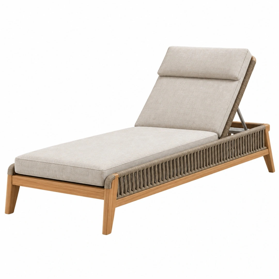 Gartenliege 200 x 70 x 78 cm Holz Beige Grau mit verstellbarer Rückenlehne