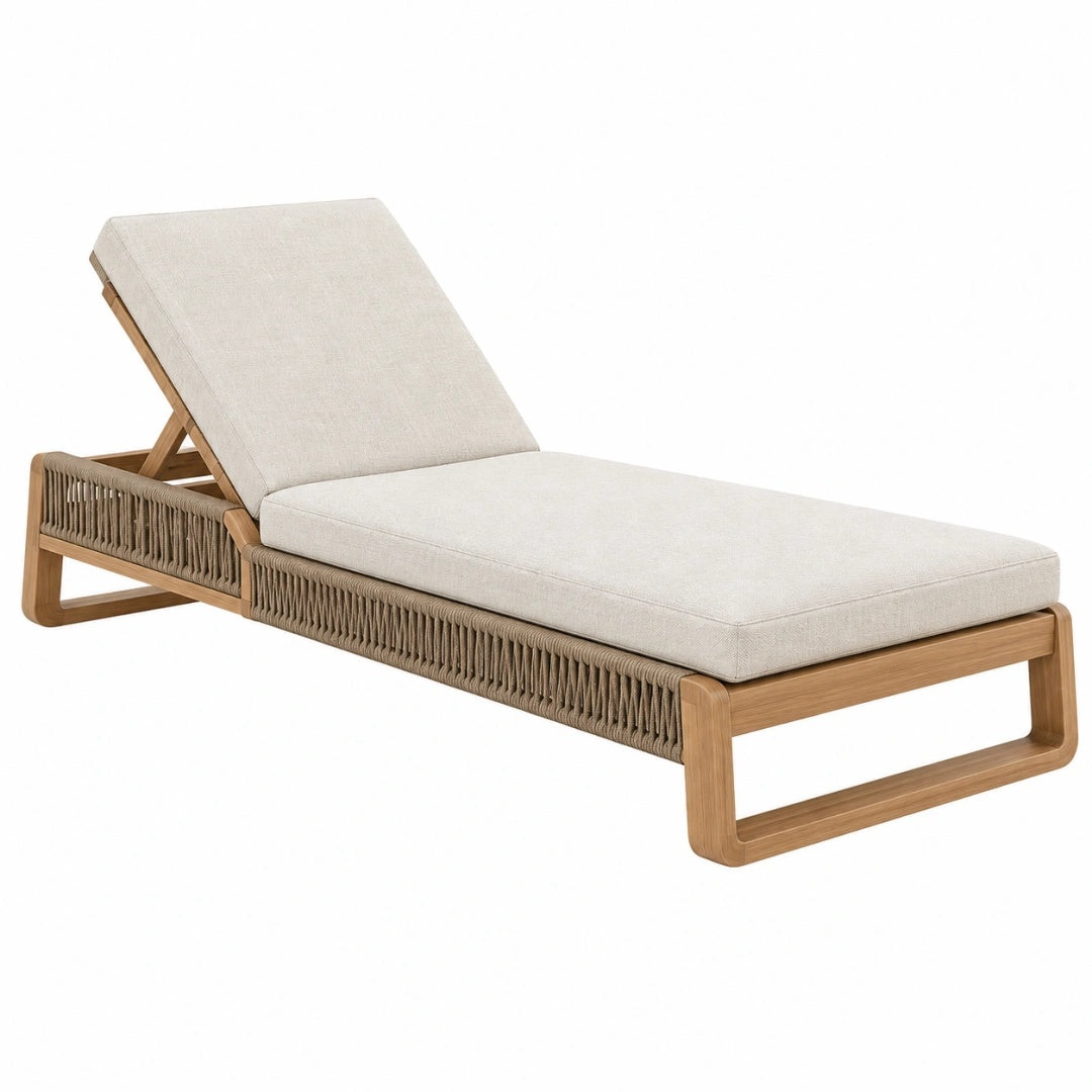 Gartenliege 200 x 70 cm Holz Beige mit verstellbarer Rückenlehne