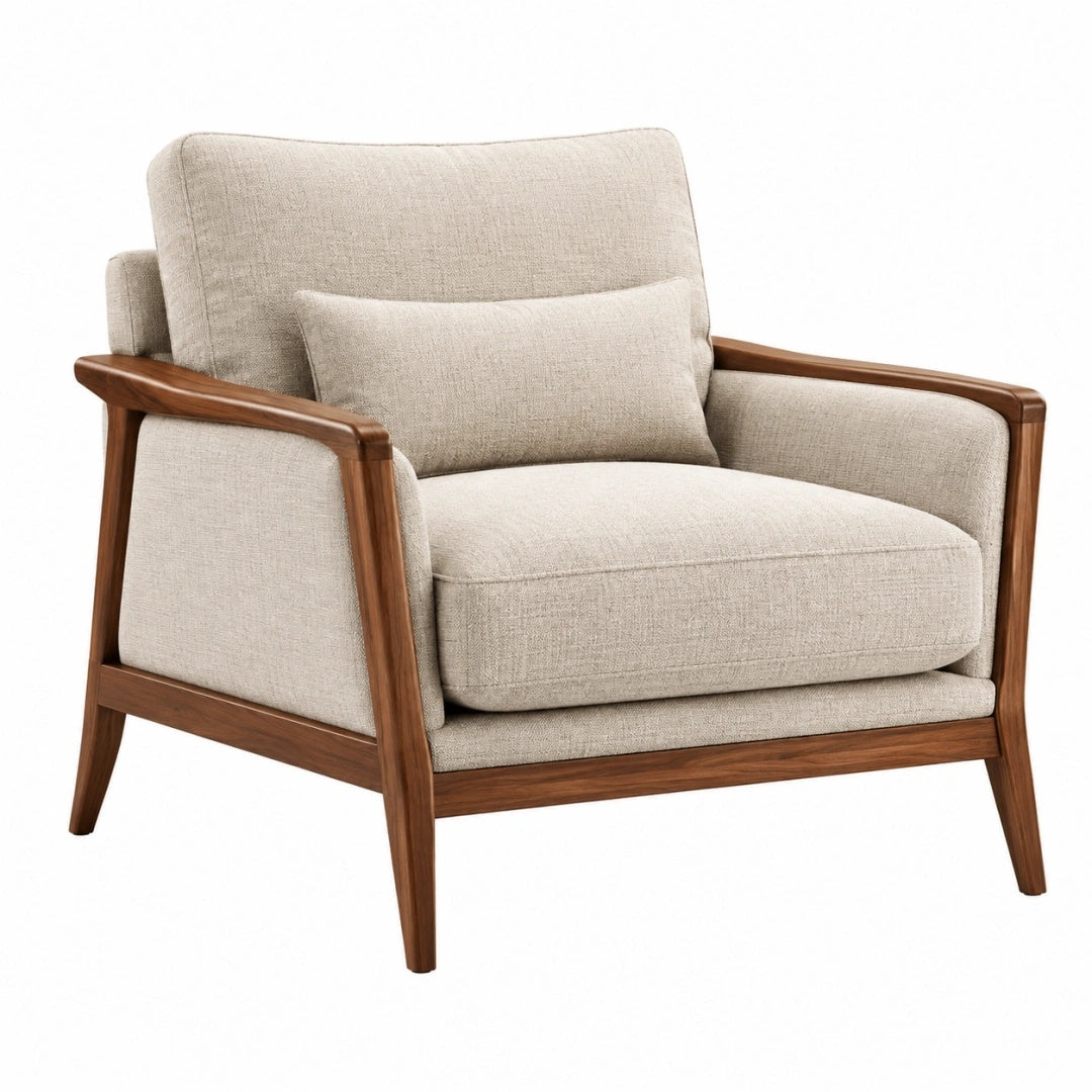 Sessel 75 x 82 x 85 cm beige Stoff Holzgestell - Mid-Century-Stil