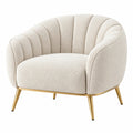 Sessel 80 x 78 x 76 cm Bouclé Creme Metallbeine Gepolstert Muschelstil