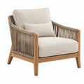 Sessel 76 x 82 x 80 cm Holz Geflecht Beige Natur - gepolsterter Loungesessel