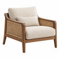 Sessel 82 cm x 76 cm x 84 cm Holz Rattan Beige Naturstil Wohnsessel