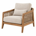 Loungesessel 76 x 82 x 84 cm aus Holz und Kordel in Naturbeige - gepolsterter Armlehnsessel