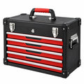 Werkzeugkoffer 60 x 30 x 35 cm aus Metall Schwarz Rot mit 4 Schubladen und Tragegriff