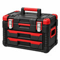 Werkzeugkasten 50 x 28 x 36 cm aus Kunststoff und Metall in Schwarz Rot mit 2 Schubladen