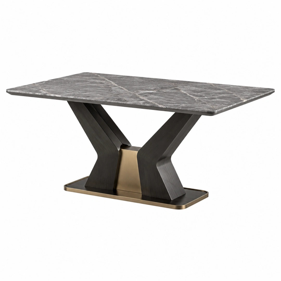 Esstisch 180 x 90 x 75 cm Keramik in Marmoroptik Grau mit Metallgestell moderner Stil