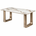 Esstisch 180 x 90 x 75 cm Marmoroptik Weiß Gold Metallgestell Modern
