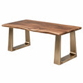 Esstisch 180 x 90 x 75 cm Holz Braun Metallgestell Gold Modern