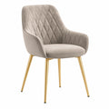 Polsterstuhl 58 x 60 x 88 cm Beige Gold mit Stoffbezug und Steppung