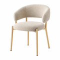 Esszimmerstuhl 62 x 60 x 78 cm Bouclé Beige mit Metallgestell Gold - Gepolsterter Armlehnstuhl