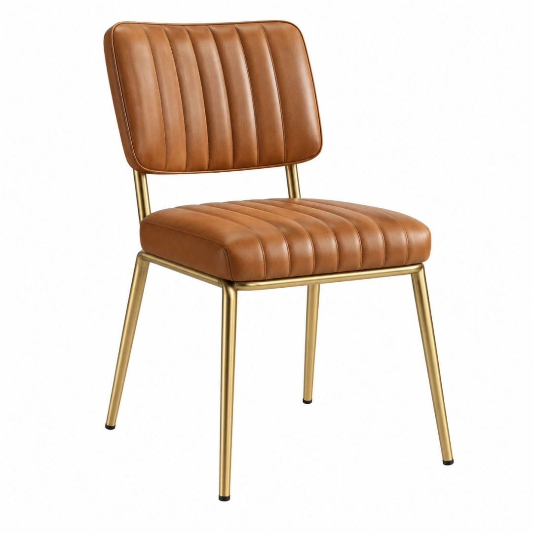Esszimmerstuhl 52 x 59 x 82 cm Kunstleder Braun Gepolsterter Vintage-Stil