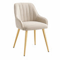 Polsterstuhl 60 x 62 x 85 cm Beige Stoff mit Metallbeinen im modernen Stil