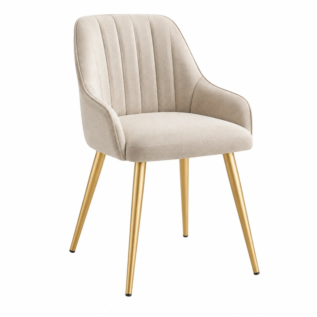 Polsterstuhl 60 x 62 x 85 cm Beige Stoff mit Metallbeinen im modernen Stil