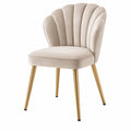 Esszimmerstuhl 50 x 58 x 85 cm Beige Samtstoff mit goldfarbenen Metallbeinen Muschelstil